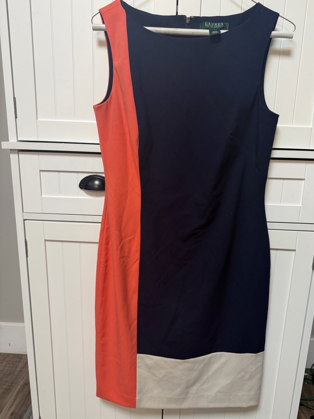 Ralph Lauren Navy, Coral & Cream Colorblock Sheath Dress